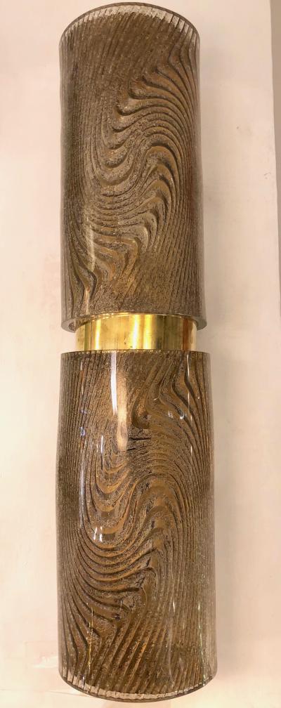  Cosulich Interiors Antiques Modern Italian Smoked Frosted Murano Glass and Brass Wall Ceiling Lights