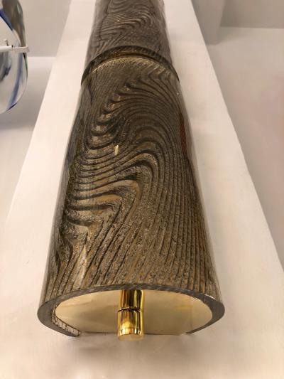  Cosulich Interiors Antiques Modern Italian Smoked Frosted Murano Glass and Brass Wall Ceiling Lights