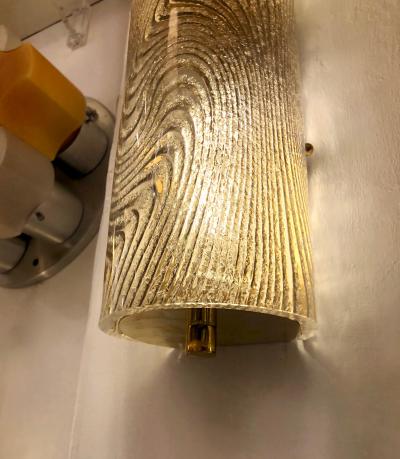  Cosulich Interiors Antiques Modern Italian Smoked Frosted Murano Glass and Brass Wall Ceiling Lights