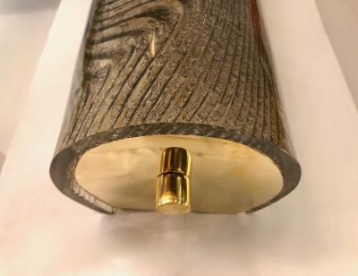  Cosulich Interiors Antiques Modern Italian Smoked Frosted Murano Glass and Brass Wall Ceiling Lights