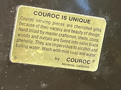  Couroc of Monterey MID CENTURY COLORFUL INLAID WOOD AND BRASS SAILBOAT TRAY