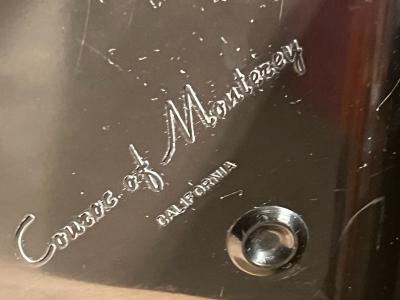  Couroc of Monterey MID CENTURY INLAID WOODS AND BRASS WHALE BIRD AND SUN TRAY