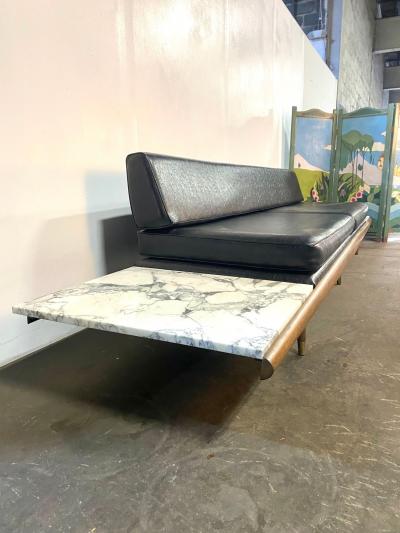  Craft Associates Adrian Pearsall Daybed in Walnut with Carrera Marble Endtables 