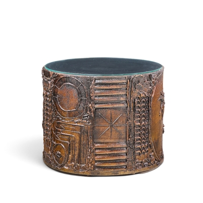  Craft Associates Adrian Pearsall for Craft Associates Mid Century 24 Brutalist Drum End Tables