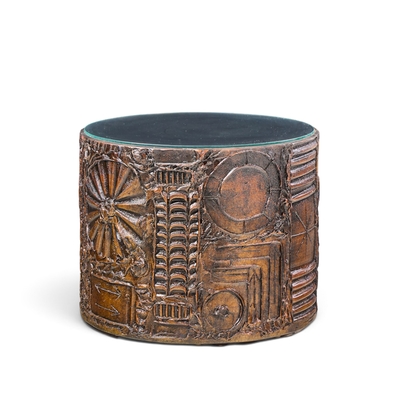  Craft Associates Adrian Pearsall for Craft Associates Mid Century 24 Brutalist Drum End Tables