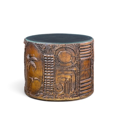  Craft Associates Adrian Pearsall for Craft Associates Mid Century 24 Brutalist Drum End Tables