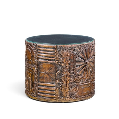  Craft Associates Adrian Pearsall for Craft Associates Mid Century 24 Brutalist Drum End Tables