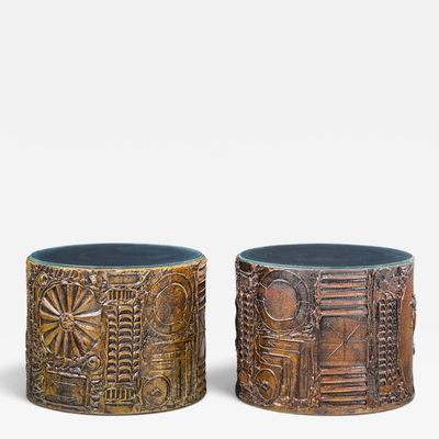  Craft Associates Adrian Pearsall for Craft Associates Mid Century 24 Brutalist Drum End Tables