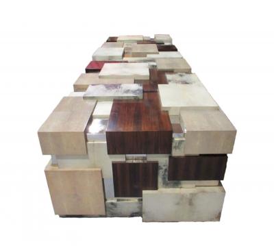  Craft Associates Craft Assoc Monumental Shagreen Ebony De Macassar Parchment and Chrome Table