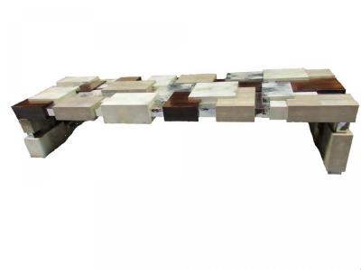  Craft Associates Craft Assoc Monumental Shagreen Ebony De Macassar Parchment and Chrome Table