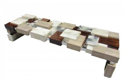  Craft Associates Craft Assoc Monumental Shagreen Ebony De Macassar Parchment and Chrome Table