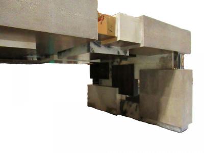  Craft Associates Craft Assoc Monumental Shagreen Ebony De Macassar Parchment and Chrome Table