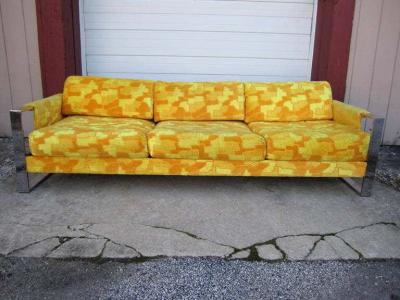  Craft Associates Gorgeous Wide Chrome Band Sofa Mid century Modern