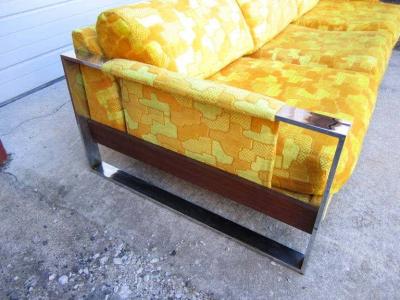  Craft Associates Gorgeous Wide Chrome Band Sofa Mid century Modern