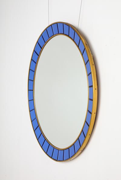  Cristal Art Cristal Art Circular Blue Wall Mirror No 2679 Turin Italy circa 1950s