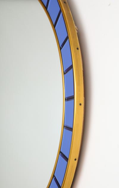  Cristal Art Cristal Art Circular Blue Wall Mirror No 2679 Turin Italy circa 1950s
