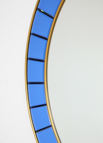 Cristal Art Cristal Art Circular Blue Wall Mirror No 2679 Turin Italy circa 1950s
