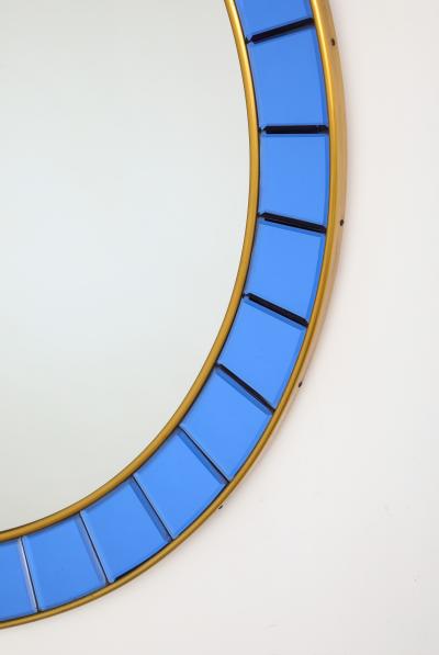  Cristal Art Cristal Art Circular Blue Wall Mirror No 2679 Turin Italy circa 1950s