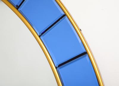  Cristal Art Cristal Art Circular Blue Wall Mirror No 2679 Turin Italy circa 1950s