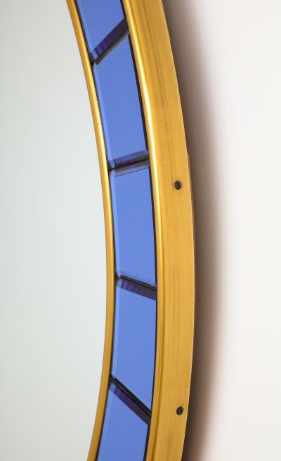  Cristal Art Cristal Art Circular Blue Wall Mirror No 2679 Turin Italy circa 1950s