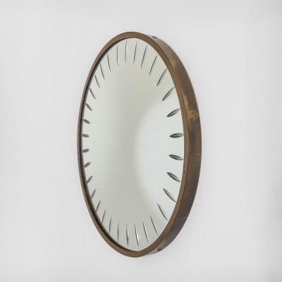  Cristal Art Cristal Art Wall Mirror with Engraved Glas and Brass Frame 50s