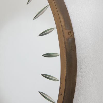 Cristal Art Cristal Art Wall Mirror with Engraved Glas and Brass Frame 50s