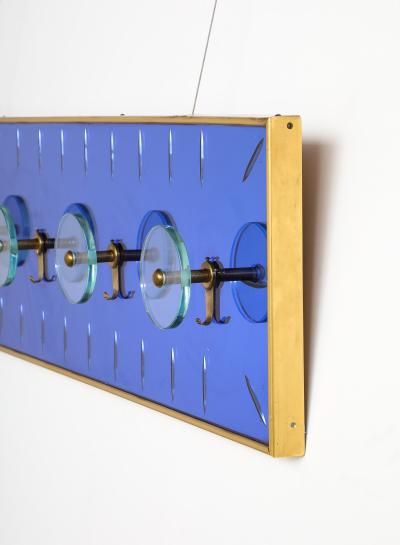  Cristal Art Cristal Art Wall Mounted Blue Glass Coat or Hat Rack Turin Italy circa 1950s