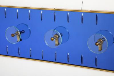  Cristal Art Cristal Art Wall Mounted Blue Glass Coat or Hat Rack Turin Italy circa 1950s