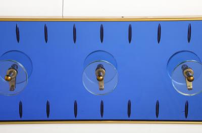  Cristal Art Cristal Art Wall Mounted Blue Glass Coat or Hat Rack Turin Italy circa 1950s