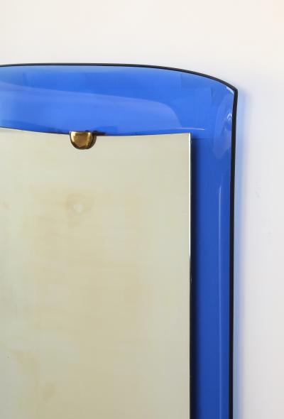  Cristal Art Cristal Arte Cristal Arte Cobalt Blue Curved Wall Mirror Model 2712 1962