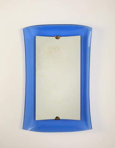  Cristal Art Cristal Arte Cristal Arte Cobalt Blue Curved Wall Mirror Model 2712 1962