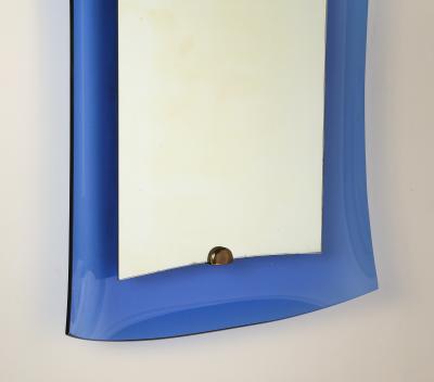  Cristal Art Cristal Arte Cristal Arte Cobalt Blue Curved Wall Mirror Model 2712 1962