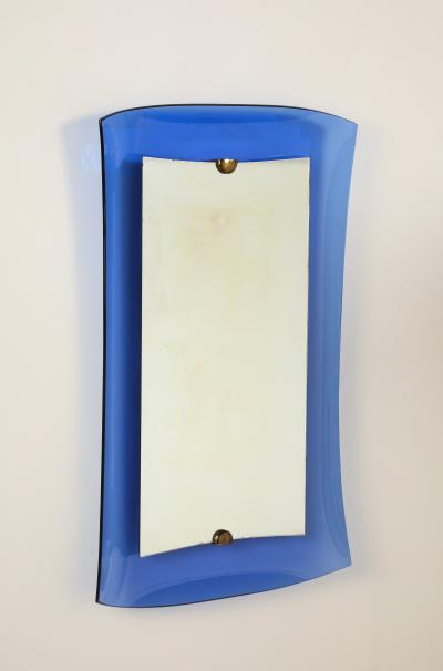  Cristal Art Cristal Arte Cristal Arte Cobalt Blue Curved Wall Mirror Model 2712 1962