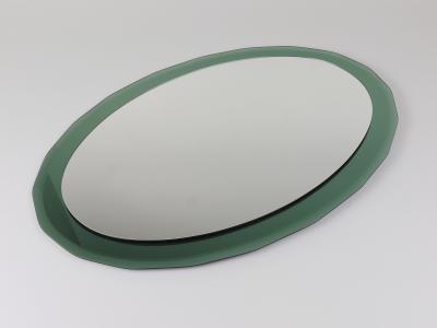  Cristal Art Cristal Arte Cristal Arte Oval Green Grey Mid Century Scalloped Wall Mirror Italy 1960s