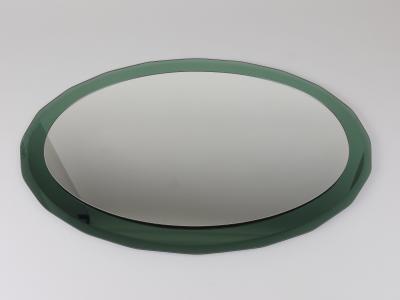  Cristal Art Cristal Arte Cristal Arte Oval Green Grey Mid Century Scalloped Wall Mirror Italy 1960s