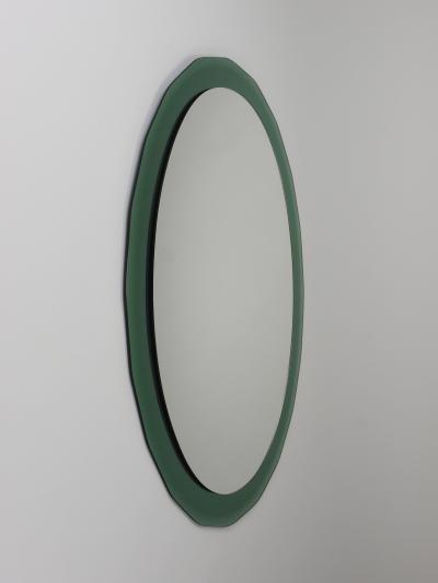 Cristal Art Cristal Arte Cristal Arte Oval Green Grey Mid Century Scalloped Wall Mirror Italy 1960s