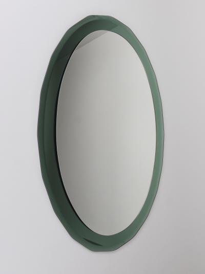  Cristal Art Cristal Arte Cristal Arte Oval Green Grey Mid Century Scalloped Wall Mirror Italy 1960s