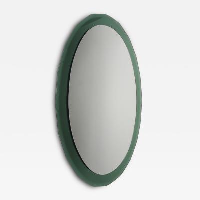  Cristal Art Cristal Arte Cristal Arte Oval Green Grey Mid Century Scalloped Wall Mirror Italy 1960s
