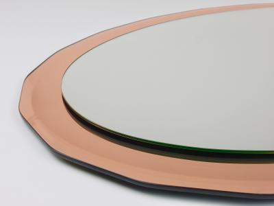  Cristal Art Cristal Arte Cristal Arte Pink Oval Ros Mid Century Scalloped Wall Mirror Italy 1960s