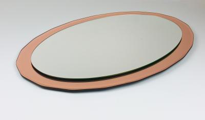  Cristal Art Cristal Arte Cristal Arte Pink Oval Ros Mid Century Scalloped Wall Mirror Italy 1960s