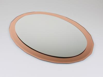  Cristal Art Cristal Arte Cristal Arte Pink Oval Ros Mid Century Scalloped Wall Mirror Italy 1960s