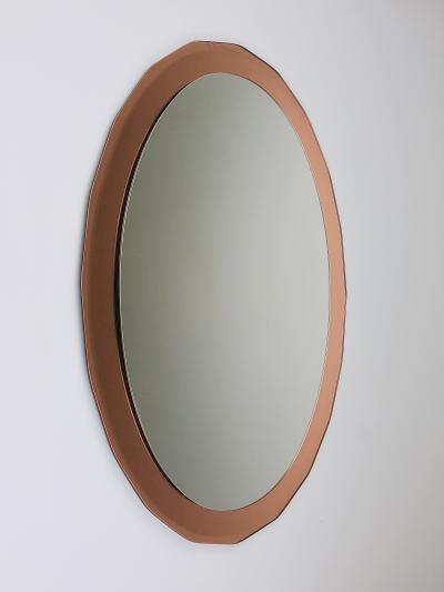  Cristal Art Cristal Arte Cristal Arte Pink Oval Ros Mid Century Scalloped Wall Mirror Italy 1960s