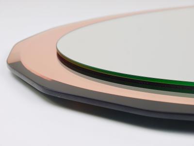  Cristal Art Cristal Arte Cristal Arte Pink Oval Ros Mid Century Scalloped Wall Mirror Italy 1960s