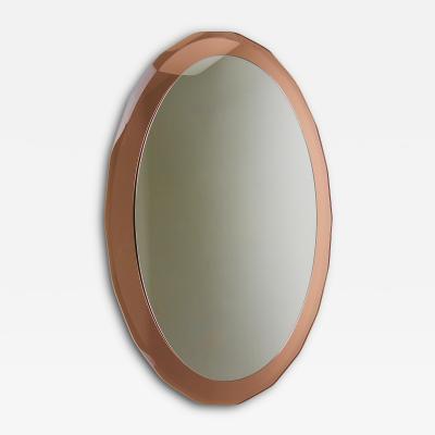  Cristal Art Cristal Arte Cristal Arte Pink Oval Ros Mid Century Scalloped Wall Mirror Italy 1960s