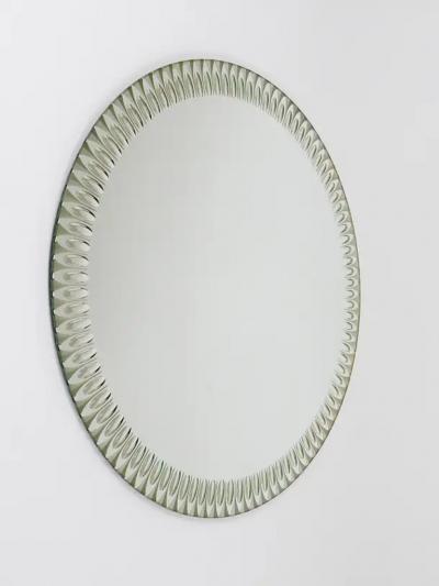  Cristal Art Cristal Arte Exceptional Cristal Arte Optical Effect Facetted Round Wall Mirror Italy 1960s