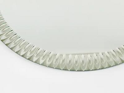  Cristal Art Cristal Arte Exceptional Cristal Arte Optical Effect Facetted Round Wall Mirror Italy 1960s