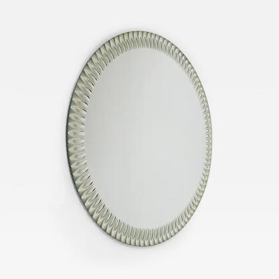  Cristal Art Cristal Arte Exceptional Cristal Arte Optical Effect Facetted Round Wall Mirror Italy 1960s