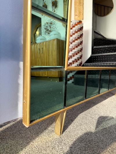  Cristal Art Cristal Arte Extra Large Floor Mirror Green Glass and Brass by Cristal Art Italy 1960s