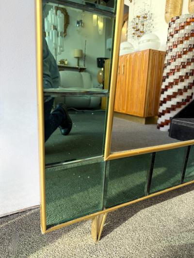  Cristal Art Cristal Arte Extra Large Floor Mirror Green Glass and Brass by Cristal Art Italy 1960s