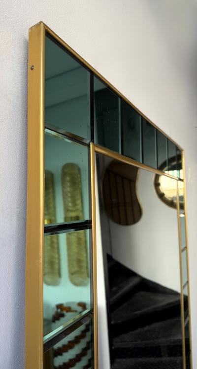  Cristal Art Cristal Arte Extra Large Floor Mirror Green Glass and Brass by Cristal Art Italy 1960s